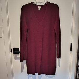 a new day Long Sleeve V-Neck Dress in Rich Burgundy
